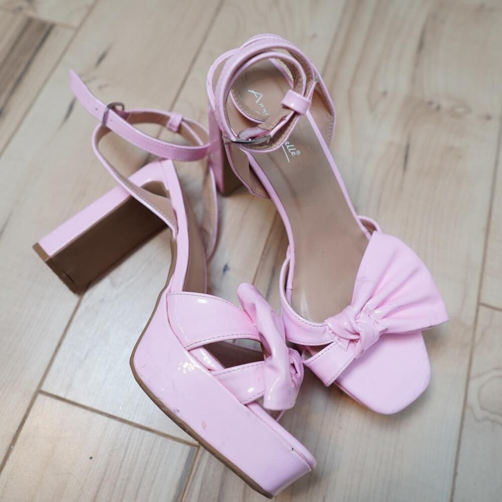 Anne Michelle Pink Bow Heels Size 9 Y2K